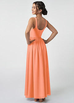 Azazie Keyla Junior A-Linie Plissee Chiffon Kleid Sonnenuntergang image4