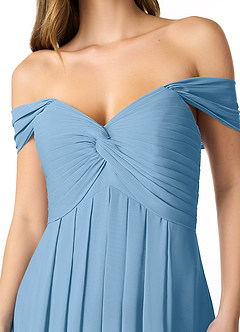Azazie Kaitlynn Bridesmaid Dresses Steel Blue Empire Ruched Chiffon Convertible Dress image5