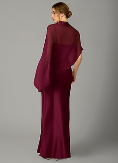 Azazie Jaleesa Bridesmaid Dresses Burgundy A-Line High Neck Stretch Satin Dress image6
