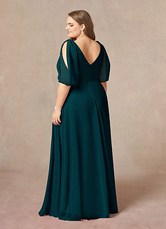 Azazie Bronwyn Kleider für die Brautmutter A-Linie V-Hals Gerüscht Chiffon Kleid Kiefer image9