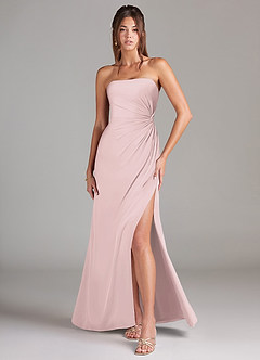 Azazie Aliani Bridesmaid Dresses Blushing Pink Sheath Strapless Chiffon Convertible Dress image1