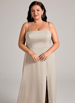 Azazie Wren Vestidos de damas de honor Vestido de Escarcha de Satén Elástico de Corte en A Convertible con Sin tirantes image13