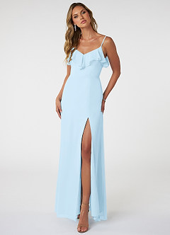 Azazie Natalia Bridesmaid Dresses Sky Blue A-Line Chiffon Dress image1