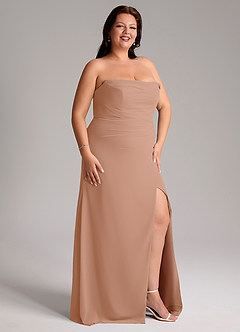 Azazie Leonis Abiti da Damigella Abito Convertibile Tubino in Chiffon Senza Cinturino Champagne Rosa image14