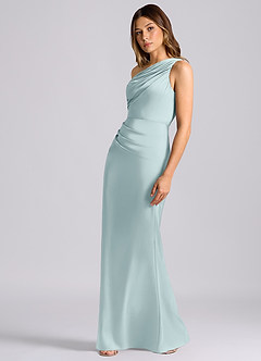 Azazie Akilah Brudtärnklänningar Klä av Sjöjungfru i Stretch Satin Ena axeln Dimma image5