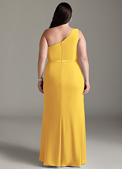 Azazie Liza Bridesmaid Dresses Marigold Mermaid One Shoulder Chiffon Dress image7