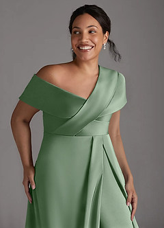 Azazie Milton Vestidos para mãe da noiva Vestir Matchá de Cetim elástico de Linha A com Plissado image13