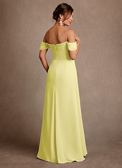 Azazie Amherst Mother of the Bride Dresses Lemon Sorbet A-Line Off the Shoulder Chiffon Dress image3