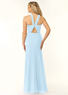 Azazie Rue Bridesmaid Dresses Sky Blue A-Line Halter Chiffon Dress image4