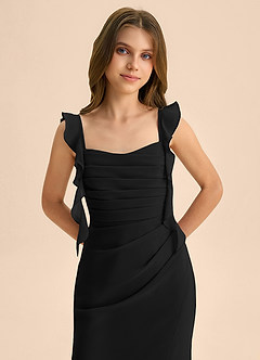 Azazie Jessamine Junior Vestido de Negro de Gasa de Corte Sirena con Escote de Corazón image7