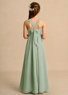 Azazie Tater Junior Formal vestidos de niña de las flores Vestido de Salvia Polvorienta de Gasa de Corte En A con Plisado image2