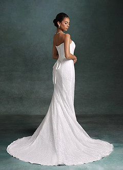 Azazie Zelda Robes de mariée Robe Sirène en Dentelle Fente latérale Blanc De Diamant image12