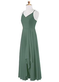 Azazie Collette Junior Eucalyptus A-Line Ruched Chiffon Dress image5