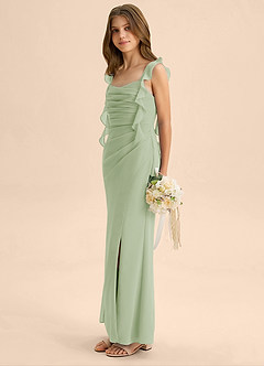 Azazie Jessamine Junior Dusty Sage Mermaid Sweetheart Neckline Chiffon Dress image5