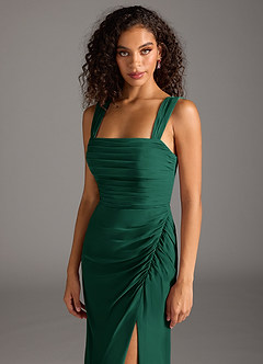 Azazie Jesaphine Bridesmaid Dresses Emerald Sheath Bow Chiffon Dress image7
