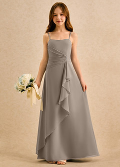 Azazie lolly Girls Formal Flower Girl Dresses Taupe A-Line Pleated Chiffon Dress image3