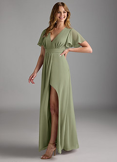 Azazie Zaniah Bridesmaid Dresses Pistachio A-Line Chiffon Dress image5