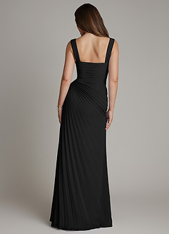 Azazie Amberly Bridesmaid Dresses Black Sheath Sweetheart Neckline Chiffon Dress image2