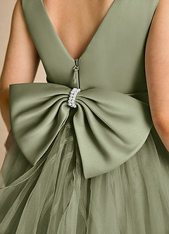 Azazie Pear Blumenmädchenkleider Ballkleid Schleifen Tüll Kleid Pistazie image6