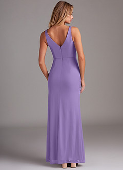 Azazie Leandra Bridesmaid Dresses Tahiti Mermaid V-Neck Pleated Mesh Dress image2