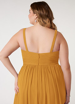 Azazie Chanel Bridesmaid Dresses Butterscotch A-Line Pleated Chiffon Dress image11