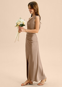 Azazie Madelyn Junior Klä av Tubklänning i Stretch Satin Av axeln image3