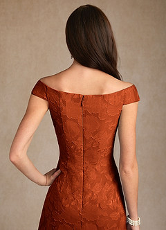 Azazie Moore Final Sale Paprika A-Line Boatneck Floral Burnout Dress image6