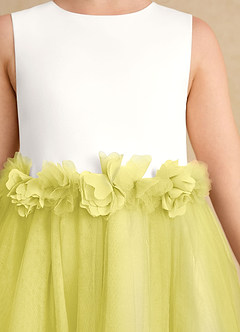 Azazie Louisa vestidos de niña de las flores Vestido Marfil Canario de Tul de Línea A con Sin mangas image6
