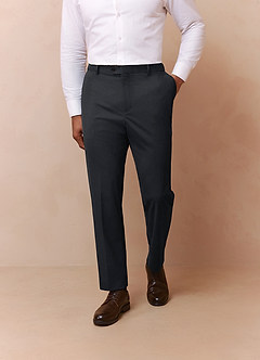 front Savile Charcoal Wool Blend Dress Pants