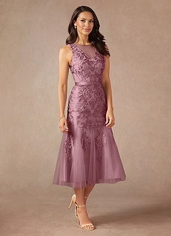 Azazie Herrin Mother of the Bride Dresses Vintage Mauve Mermaid Lace Dress image1