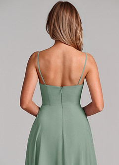 Azazie Elle Bridesmaid Dresses Silver Sage A-Line Pleated Chiffon Dress image2