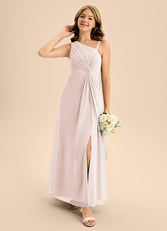 Azazie Brooke Junior Rose Petal A-Line Side Slit Chiffon Dress image3