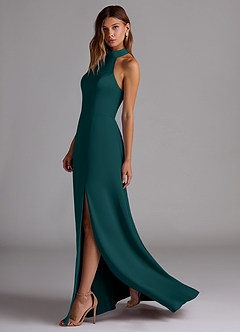 Azazie Myra Brautjungfernkleider A-Linie Seitliche Cut-Outs Stretch-Satin Kleid Kiefer image5