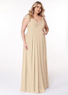 Azazie Kaitlynn Brautjungfernkleider Wandelbar Empire Gerafft Chiffon Kleid Champagner image12