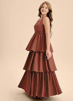 Azazie Meadowyn Junior Auburn A-Line Bow Stretch Satin Dress image5