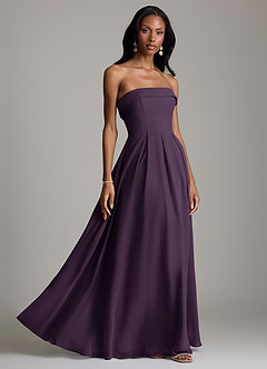 Azazie Lucienne Vestidos de damas de honor Vestido Ciruela de Gasa de Línea A Convertible con Palabra de honor image6