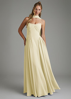 Azazie Evan Bridesmaid Dresses Lemon Sorbet A-Line Strapless Chiffon Dress image4