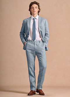 front Harrison Azul Polvoriento Traje 100% lino