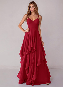 Azazie Zaina Bridesmaid Dresses Scarlet A-Line Chiffon Dress image1