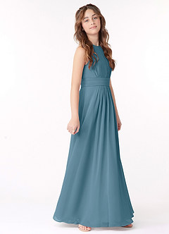 Azazie Bonnie Junior Bermuda A-Line Pleated Chiffon Dress image2