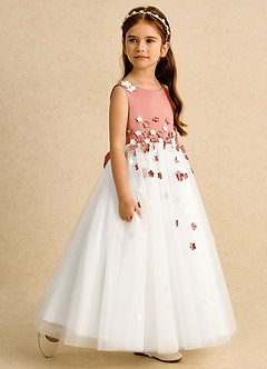 Azazie Eleni Sukienki dla dziewczynek sypiących kwiaty Suknia balowa Ukłon Tiul Długość kostki Sukienka image6