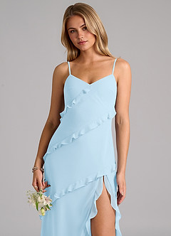 Azazie Nancie Bridesmaid Dresses Sky Blue Mermaid Ruched Chiffon Dress image7