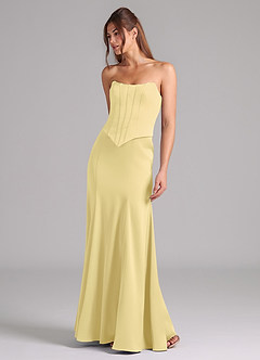Azazie Ximena Bridesmaid Dresses Lemon Sorbet Mermaid Corset Stretch Satin Convertible Dress image4