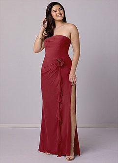 Barbie ♥ Azazie Bridesmaid Dresses Pomegranate Sheath Strapless Chiffon Convertible Dress image7