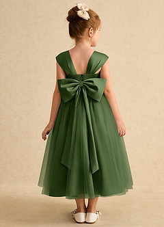 Azazie Chickadee Flower Girl Dresses Olive Ball-Gown Sweetheart Neckline Matte Satin Dress image3