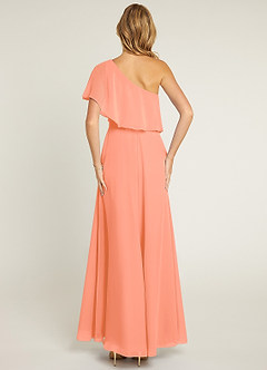 Azazie Lizzy Vestidos de damas de honor Vestido de Atardecer de Gasa de Corte en A con Hombro unilateral image2