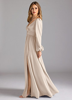 Azazie Norah Bridesmaid Dresses White Alabaster A-Line Stretch Satin Dress image4