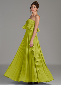 Azazie Alexia Bridesmaid Dresses Lemongrass A-Line Ruched Chiffon Dress image5