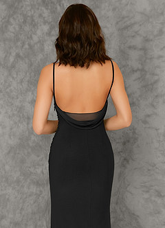 Azazie Beryl Bridesmaid Dresses Black Sheath Luxe Knit Dress image3