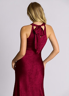 Azazie Doretta 신부 들러리 드레스 쉬스 주름진 자카드 바닥 길이 드레스 image2